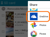 บนระบบ Android ให้ใช้เมนู share เพื่อเพิ่มไฟล์ใน OneDrive