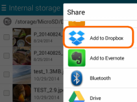 บน Android ใช้ไอคอน "Share" เพื่อบันทึกไฟล์บน Dropbox ของคุณ