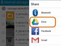 บนระบบ Android ให้ใช้ปุ่ม Share  เพื่อบันทึกไฟล์ไปยัง Google Drive